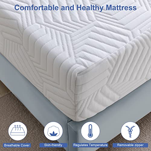 MUUEGM-Full-Size-Mattress-12-Inch-Cooling-Gel-Green-Tea-Memory-Foam-Mattress-in-A-BoxFull-Mattress-Medium-Firm-for-Pressure-RelievingRegulates-TemperatureMade-in-USACertipur-Us-Certified