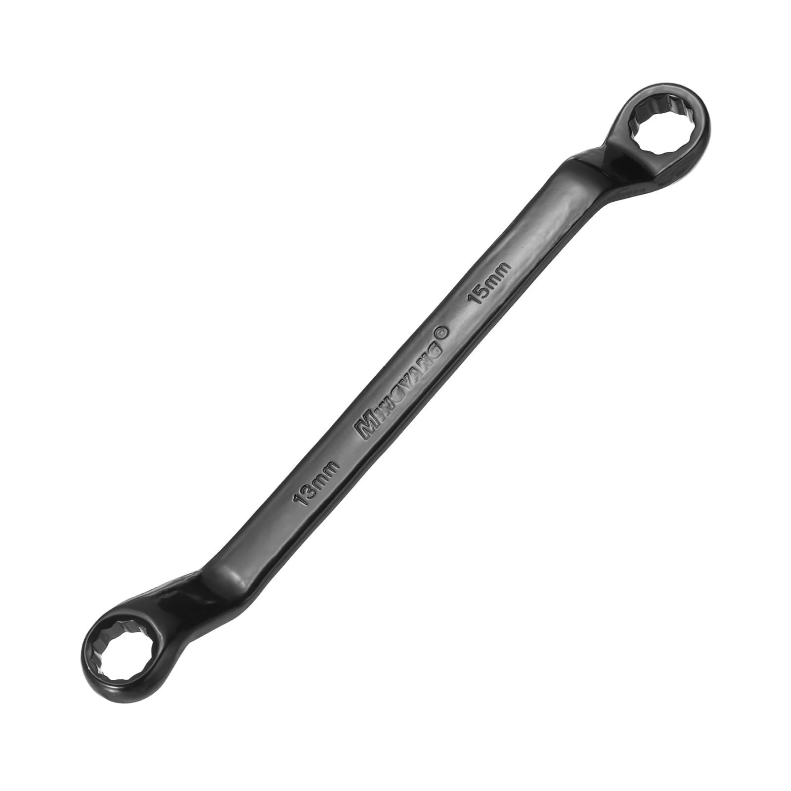 sourcing map 45 Degree Offset Box End Wrench 13mm x 15mm Metric 12 Point Chrome Vanadium Steel Double Box Wrenches Long Industrial Grade Torx Box Wrench Repair Tool, Black