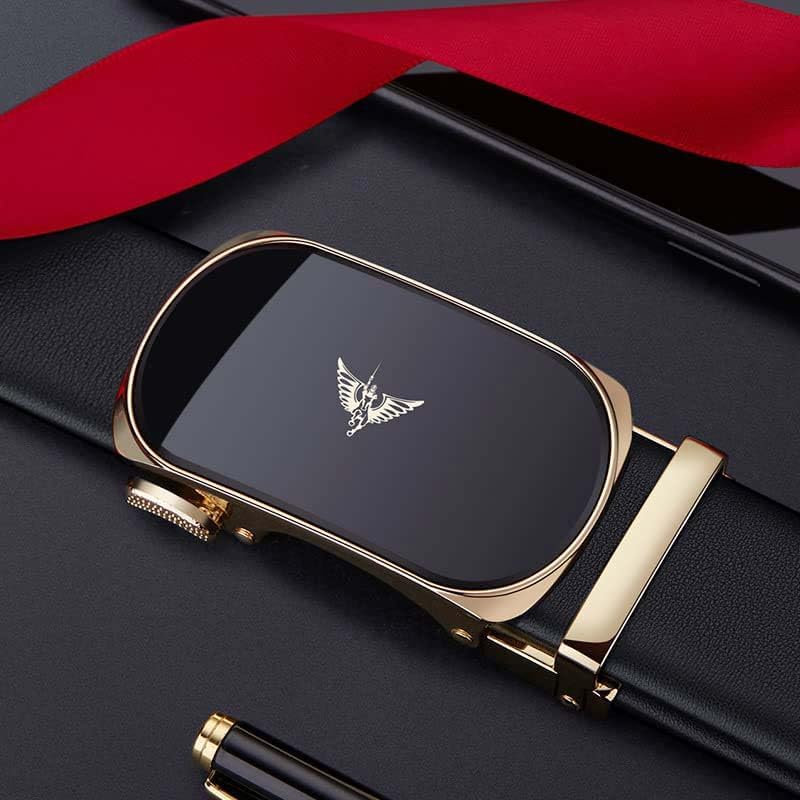 VANNANBA Mens Leather Ratchet Dress Belt for men Automatic Buckle with Gift Box - Image 3