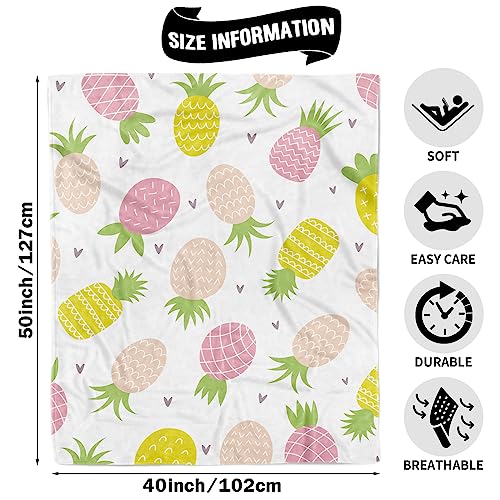 Pineapple Blanket for Kids, Pineapple Throw Blankets for Girls, Soft Cozy Pineapple Fruit Flannel Fleece Blankets for Fruit Lovers, Lightweight Fuzzy Pineapple Blanket for Couch Sofa Bed, 100x130cm - Image 2