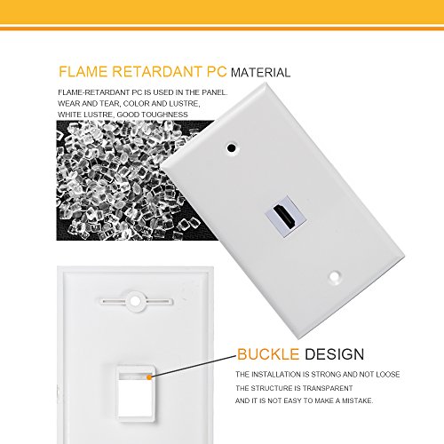 Mxtechnic Single Port 4K Hdmi Wall Plate Outlet Cover With 6 Inch Female To Female High Speed Hdmi Pigtail Cable For Video Game Systems,Tv Boxes(6-Port) #TOP2