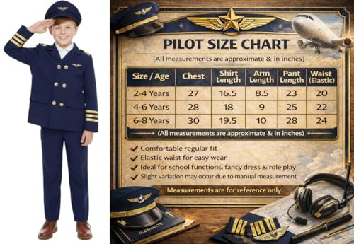 Image of FancyDressWale Community Helper & Career Role Play Costume for Fancy Dress Pilot, Navy, Army, astronaunt, Police Costumes