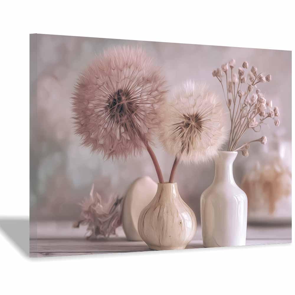 ZAMAEIU Landscape Pictures For Wall Dandelions Bunch art prints and posters, Suitable for Living Room Bedroom Decor apartment Wall Decoration(beige)-50x70cm Framed