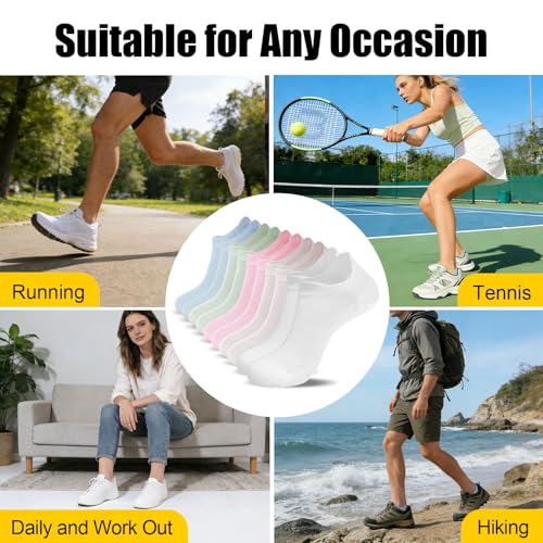 Image of Ankle Socks for Women Cotton Thin Athletic Running Low Cut No Show Socks with Heel Tab 5 Pairs