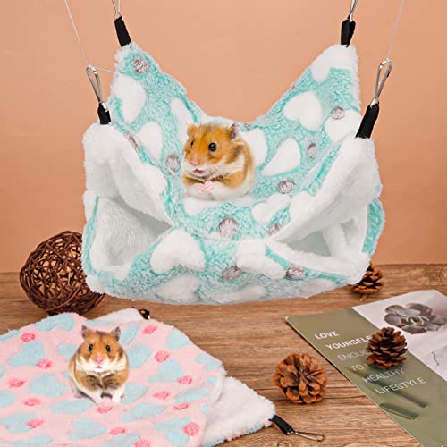 BOWINR 2 Pieces Small Pet Cage Hammock Guinea Pig Bunkbed Hanging Hammock Soft Warm Small Animals House Cage Accessories for Hamster Ferret Guinea Pig Squirrel Chinchilla Rat - Thumbnail 5