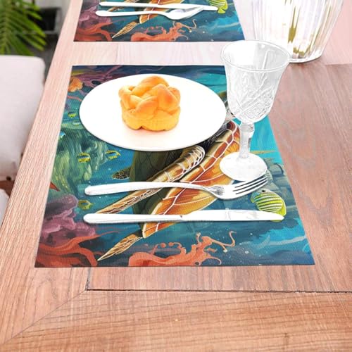 Sets de table faciles à nettoyer en PVC dauphins anti-taches pour intérieur - 5