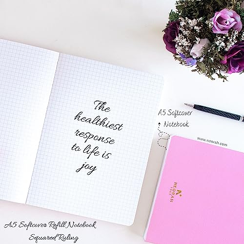 Image of NEORAH - A5 Checked Notebook (Square Ruling) SOFT COVER | Organiser REFILL | 110 GSM | 160 pages (Size 21 cm x 14.8 cm) Planner Journaling Writing Note Taking Diary, Travellers Journal- Lavender