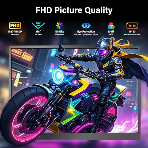 Image of Bisprico 10.5 inch Portable Monitor, 1280P USB-C HDMI Second External Monitor for Laptop,PC,Mac Phone,PS,Xbox,Swich,IPS Ultra-Thin Zero Frame Gaming Display /Protective Case