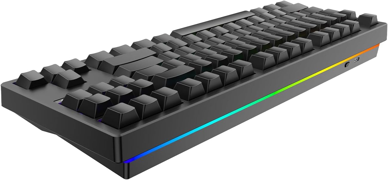 IROK FE87 V2 Wired Mechanical Keyboard, 8KHZ Polling Rate, Support SODC/Latency As 0.125MS，Hot Swappable,ARGB Backlit Gaming Keyboard(White/Crystal Snow Switch)