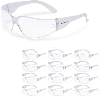Safety Glasses, ANSI Z87.1 Impact Resistant Anti-Fog Wrap-Around Lenses, Eye Protection for Work, Lab, Construction