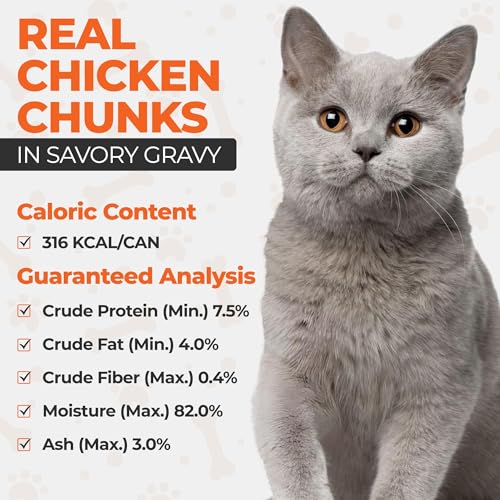 Image of Scoochie Pet Products Chef Scoochie's Tender Chicken Chunks in Gravy Wet Cat Food - Easy Open Pop-Top Cans - Protein & Essential Nutrients - Gourmet Meal for Indoor & Outdoor Cats 24 Cans (14 oz e.)
