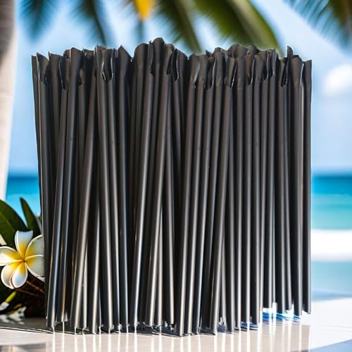 200 pitillos desechables negros con cuchara 20 cm miniatura 4