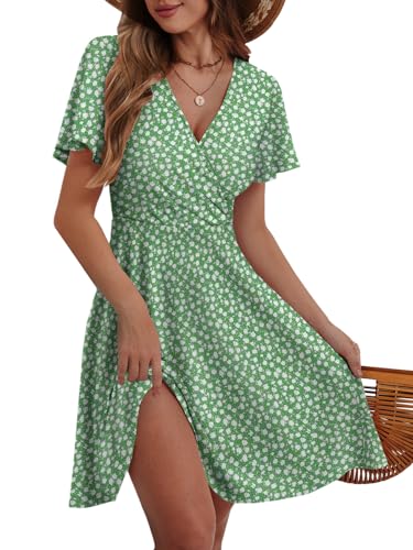 Image of MixShe Sundresses for Women 2026 Floral Summer Elegant Beach Classy Fashion Casual Outfit Plus Size Floral Green X-Large