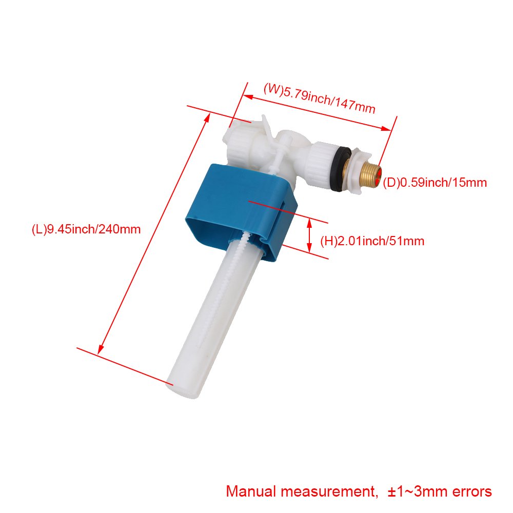 2cm Rosca Diámetro Inodoro Cisterna 1/2BSP Entrada lateral Rellenar Válvula de Bola