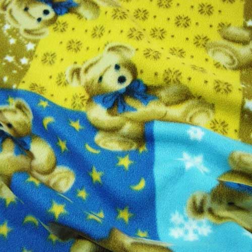 Teddy Bear Print Fleece Fabric, 150cm Width, 250gsm, Polyester, Plush Soft Material for Blankets and Crafts, Supplied by The Metre as One Continuous Piece (Gold, by The Metre)