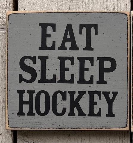 Agriism Letrero de hockey letrero de madera de hockey de 8 x 8 pulgadas decoración de cueva de hombre regalo deportivo decoración de hockey