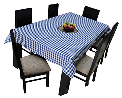 Image of AIRWILL Branded, 100% Cotton Yarn-Dyed Multicolor Checks with 6 /8 Seater Tablecloth, Sized 140cm Width and 180cm Length, Pack of 1 piece