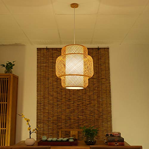 3-lichts hanglamp van rotan en bamboe - Verlichting Trends