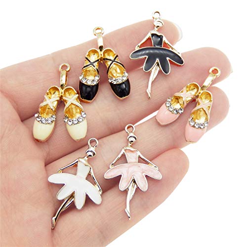 Yaokan 30Pcs Enamel Ballet Girl Shoes Charm Pink White Black Mixed Pendant For Jewelry Necklace Earrings Bracelet Craft Diy #TOP3