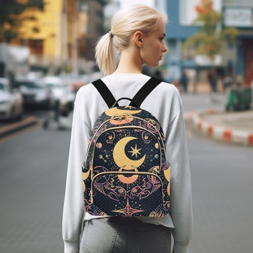 Image of ALAZA Moon Stars Alchemy Witch Small Backpack Purse for Women Travel Bag Fashion Daypack Back Pack Shoulder Bag