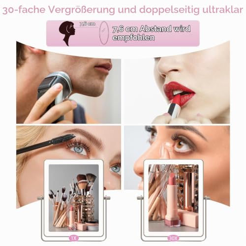 Famihomii 5000mAh Wiederaufladbar Kosmetikspiegel mit LED Beleuchtetung – Ansicht 4