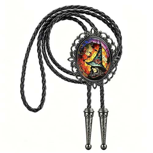 Image of Jeilwiy Bolo Tie for Men Western Cowboy Gothic Bolo Tie Necklace Halloween | Glow in Dark Bolo Tie for Men Women, 3D Halloween Bolo Tie, Gothic Western Ties, String Ties for Men Rodeo Leather Necktie