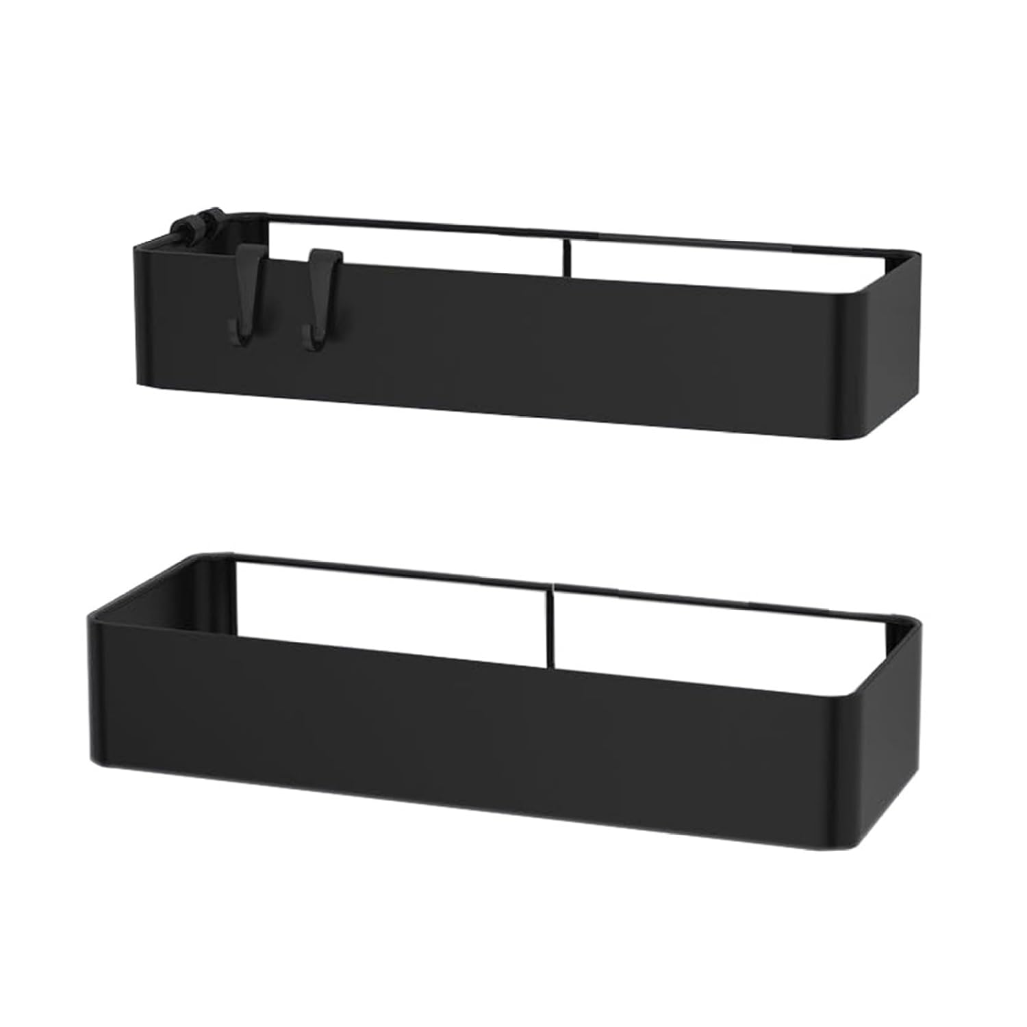 hhhlsl Shower Caddy Shower Organizer 2 Pack Shelf Organizer Rack Self Adhesive Black Bathroom shelf basket with 4