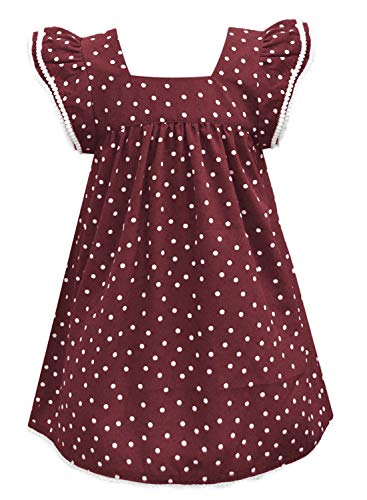 Robe en coton bordeaux fille pour journées d'automne