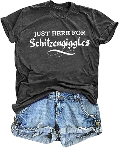 Oktoberfest Shirt Women Just Here for Schitzengiggles Shirts Funny Drinking Graphic Tees German Oktoberfest Tshirt