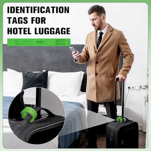1000 Hotel Luggage ID Tags with Transfer Tape on Back Paper Baggage Claim Check Tags Numbering from 000 to 999 Baggage Identification for Hotel Suitcase Motel Bag(Green)4