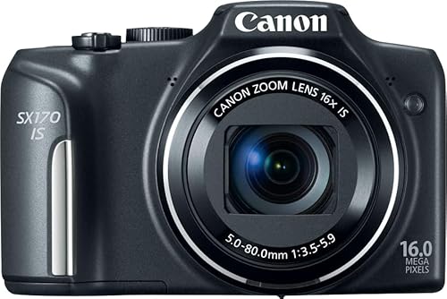 CANON PowerShot SX170 IS 3-Inch LCD 16 Megapixel Compact Digital Camera - Black (Renewed)