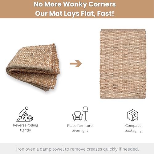 Tapete decorativo de yute natural 2'x3' tejido a mano miniatura 6