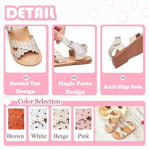 Image of Flaryzone Girls Sandals Open Toe Summer Flats Dress Sandals Shoes Toddler /Little Kid