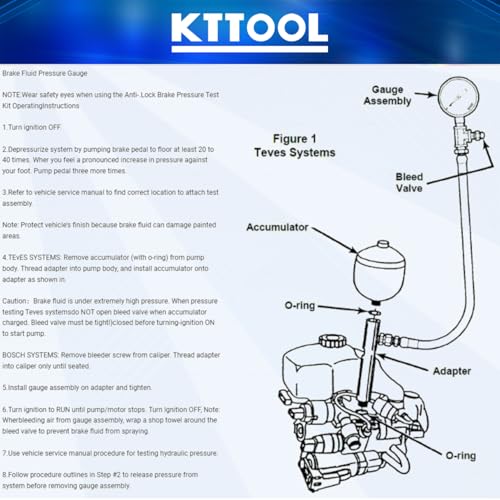 Universal Brake Oil Pressure Gauge Set, 0-3500 PSI Car ABS Hydraulic Oil Pressure Gauge, Brake System Test Gauge, Service Tool - Image 4