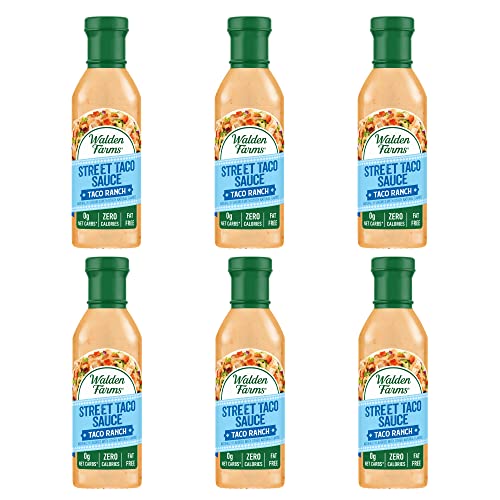 Walden Farms Street Taco Sauce Taco Ranch - Calorie-Free, Gluten-Free, Low Carb, Keto-Friendly, Sugar-Free, Spicy Taco Ranch Flavor, (12 oz Bottle x 6)