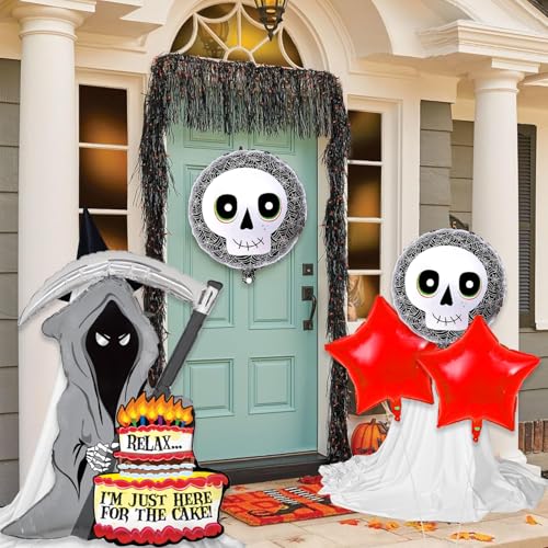 Image of Rozi Decoration Skeleton Theme Foil Balloons | Halloween Decorations Set for Home | Costume for Girls | Multicolor, 5 Pieces