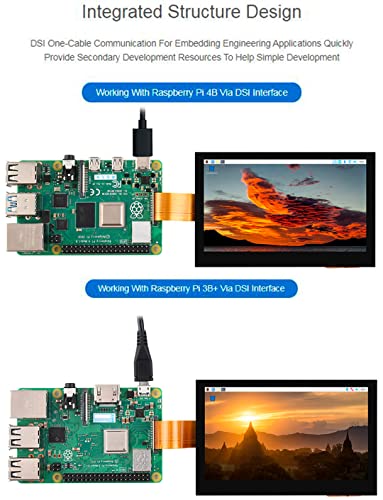 Image of waveshare 4.3inch Touch DSI Display 800 x 480, IPS Screen, 5-Point Capacitive Touch LCD,Compatible with Raspberry Pi 4B /3B+ /3A+ /3B /2B /B+ /A+, Compute Module3 /3+ /Compute Module 4