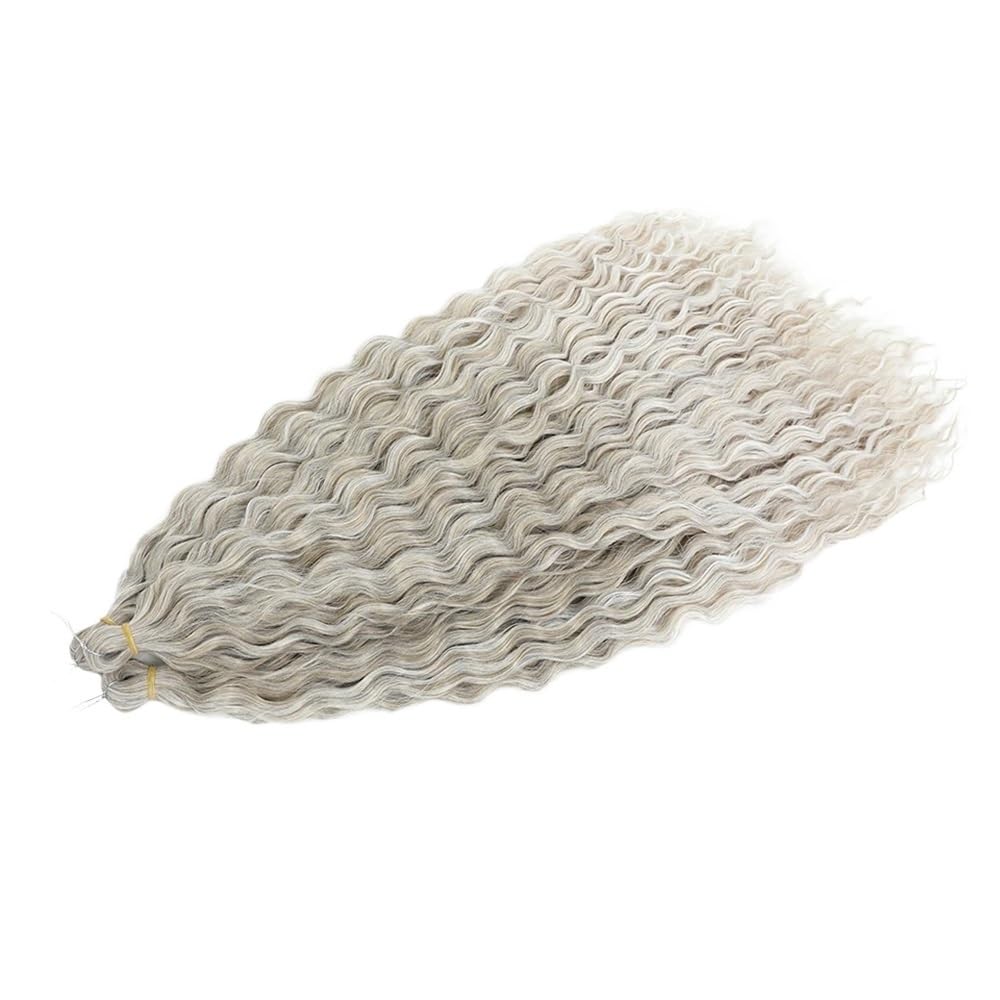 Zestaw 3 długich kręconych peruk, szydełkowe falowane włosy dla czarnych kobiet, głębokie warkocze do warkoczy boho (T16-56C, 22 cale-55 cm)