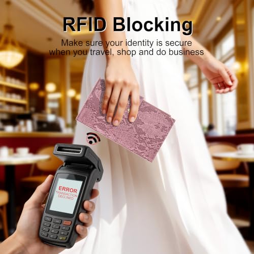 Image of Travelambo Womens Leather Bifold Wallet, Slim RFID Blocking Card Holder