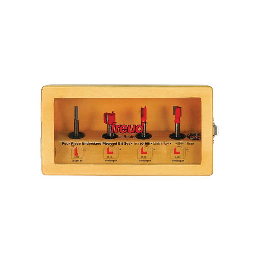 4 Piece Undersized Plywood Bit Set 1/4" Shank