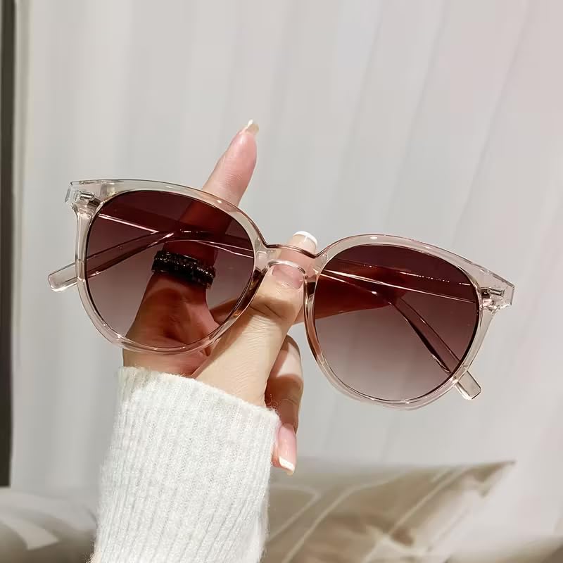 Image of Sunglasses for Women, Cateye Frame, Brown Gradient Lenses, Round Cat Eye Style