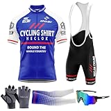 Ensemble vêtements Cyclisme Manche Courte Homme Maillot Cyclisme Pro Vêtement ete Velo Route,avec Cuissard Rembourré 9D,Ensemble de Maillot de Cyclisme Pro Team 2024 pour Hommes (TYP 7,M)
