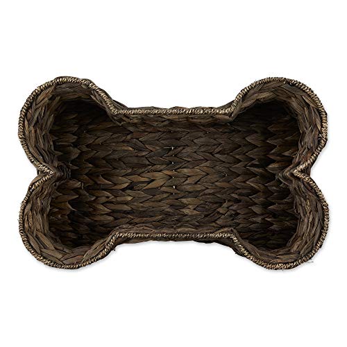 Image of Bone Dry Pet Storage Collection, Bone Shape Hyacinth Toy Basket, Dark Brown /Gray Wash, Medium