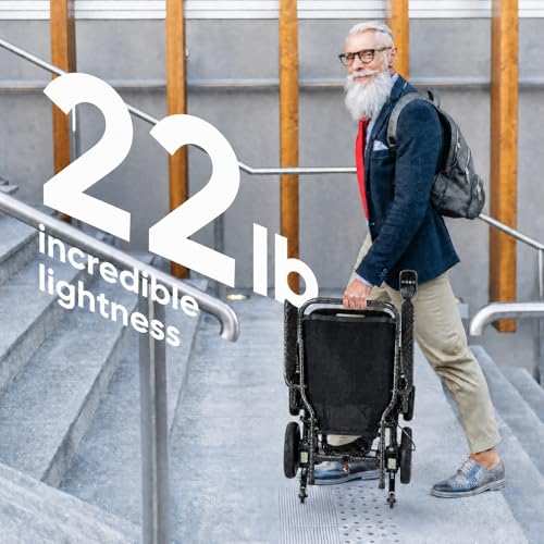 Image of 25 lbs Carbon Fiber Electric Wheelchair with Remote & Rear Controls for Adults, 29-Mile Range with Dual Batteries, Stable Front-Folding Lightweight Power Chair, Airline Approved Travel Chair, Black