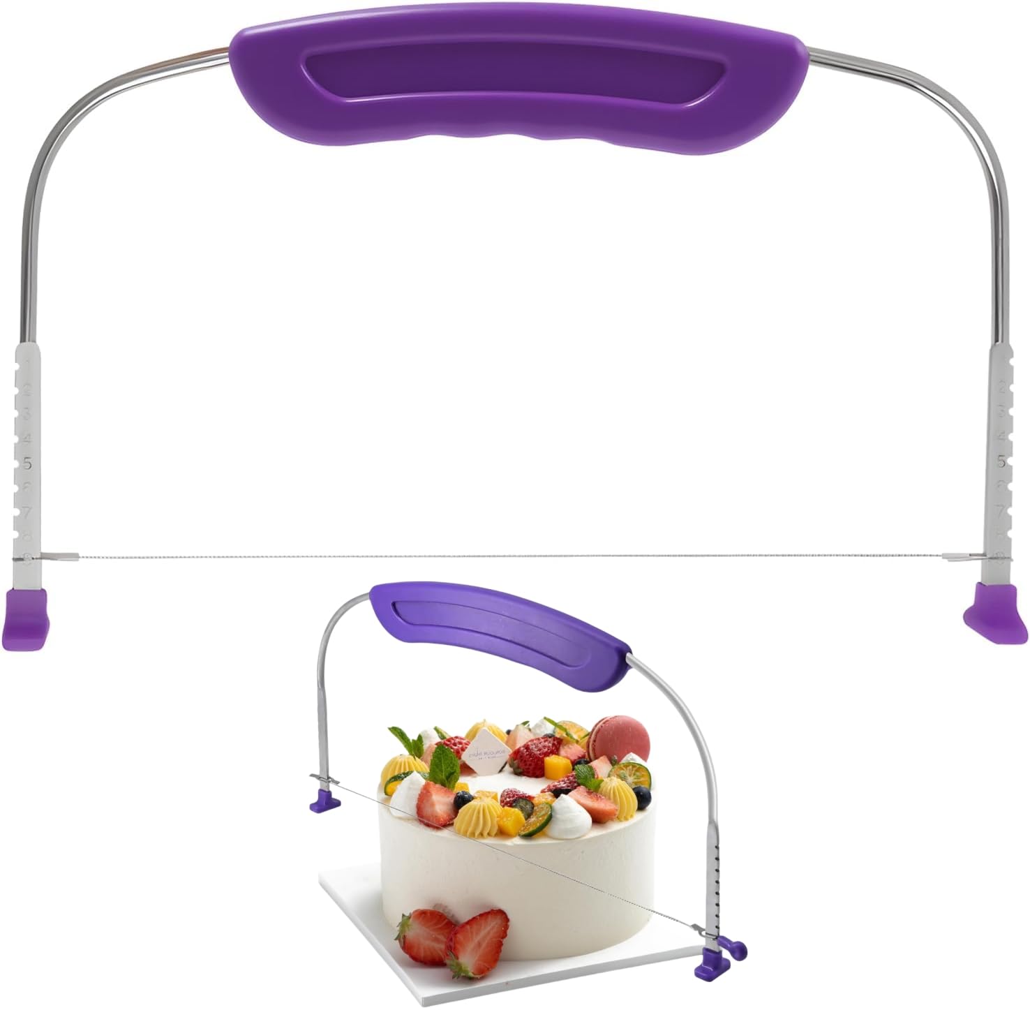 Coupe-Gâteau,Trancheuse à Gâteau Réglable,Niveleur De Gâteau,Couteau à Gâteau à Bord Dentelé,Outils De Matelassage De Gâteau pour des Couches de Gâteau Uniformes