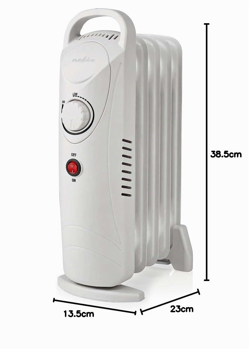 NEDIS HTOI30WT5 Mobiler Öl Radiator | 500 W | 5 Fins | Verstellbares Thermostat | 1 Hitzeeinstellung | Weiss