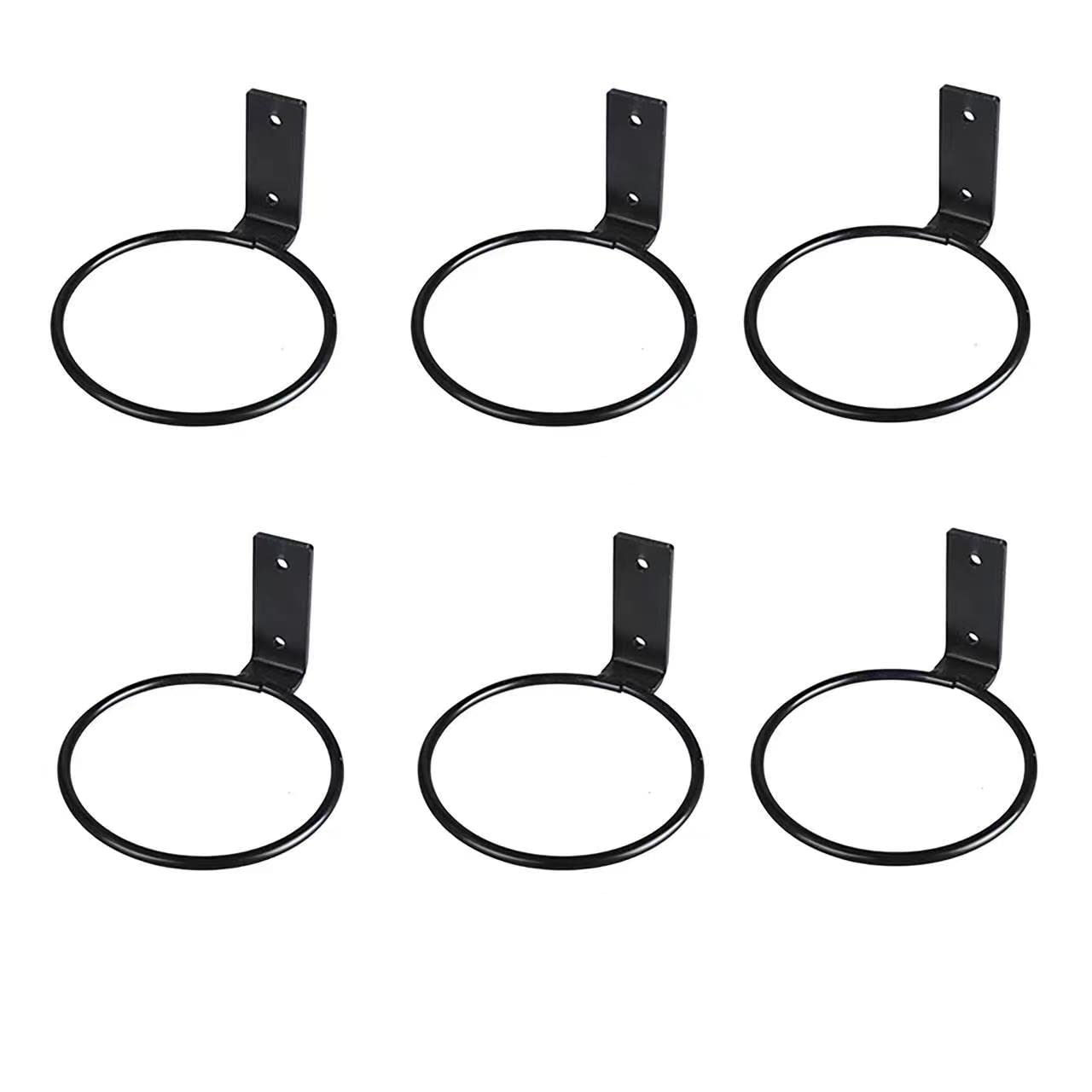 Paquete de 6 anillos de soporte para macetas de 6 pulgadas, gancho de metal para colgar plantas, soporte de pared para maceta, color negro