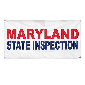 Vinyl Banner Multiple Sizes Maryland State Inspection Red Blue Business Outdoor Weatherproof Industrial Yard Signs 8 Grommets 48x96Inches