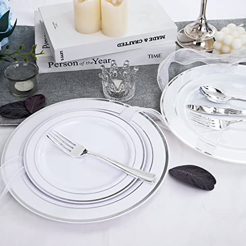 Wellife 144 Pieces Silver Plastic Dessert Plates thumb #3