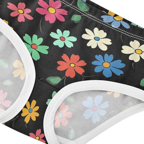 Wusikd Colorful Flower Girls' Underwear Cotton Black Girls Briefs Soft Toddler Underwear 2T4